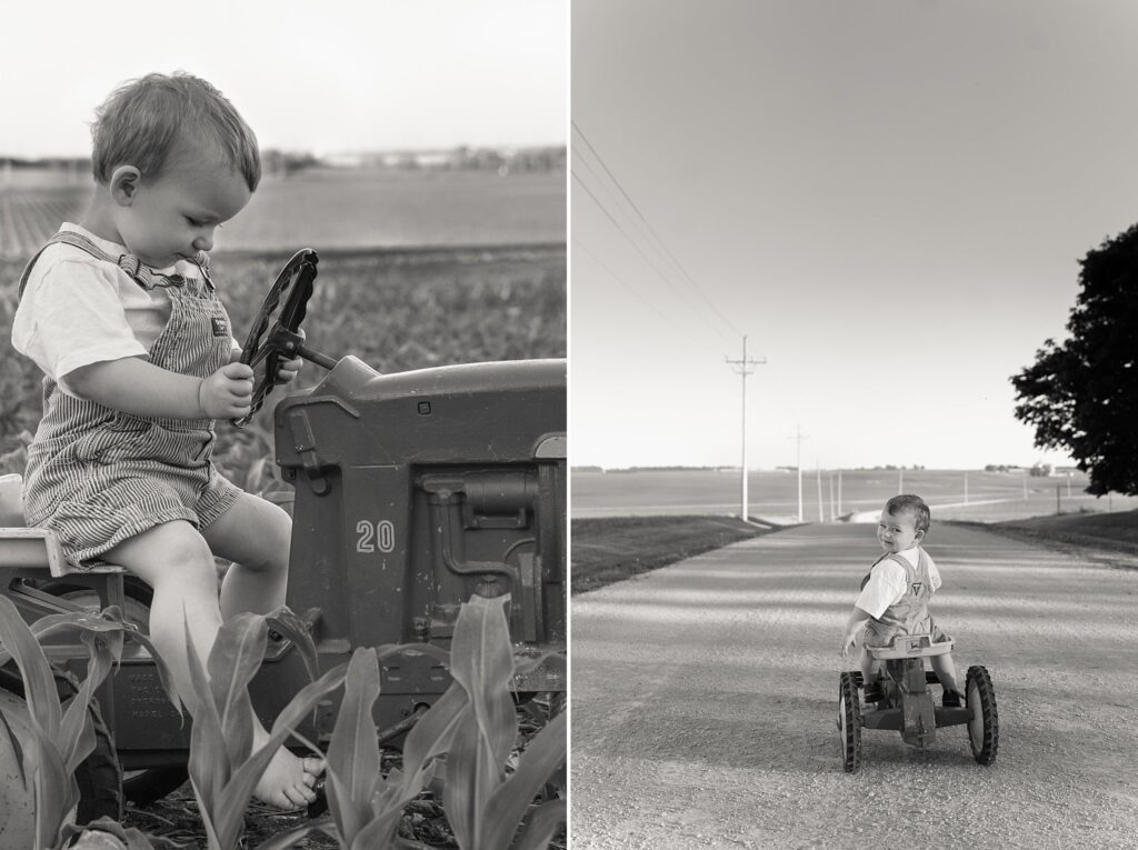 Warren's spring 2021 antique pedal tractor photo session