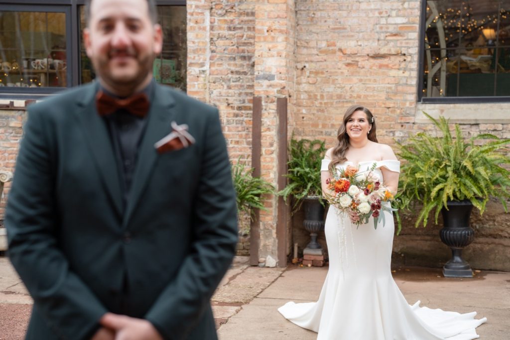 Blumen Gardens Sycamore Illinois Wedding first look